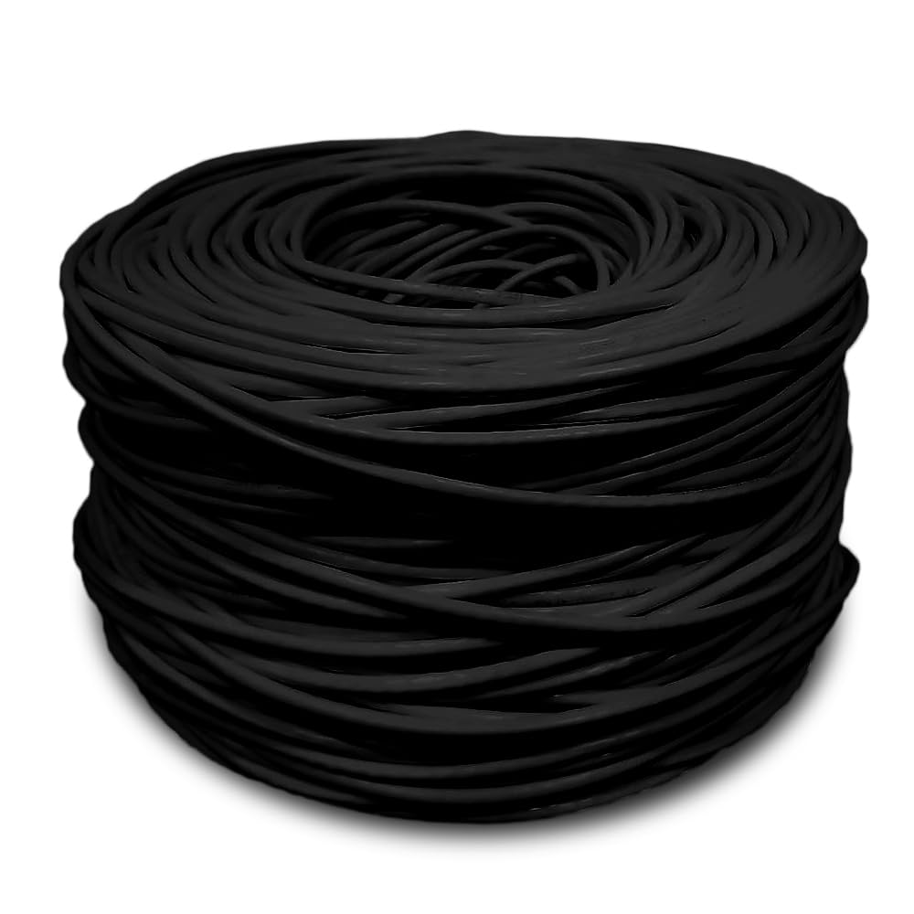 Solidlink Cat5E 1000Ft Utp Ethernet Cable 24Awg Bulk Lan Network Wire (Black)