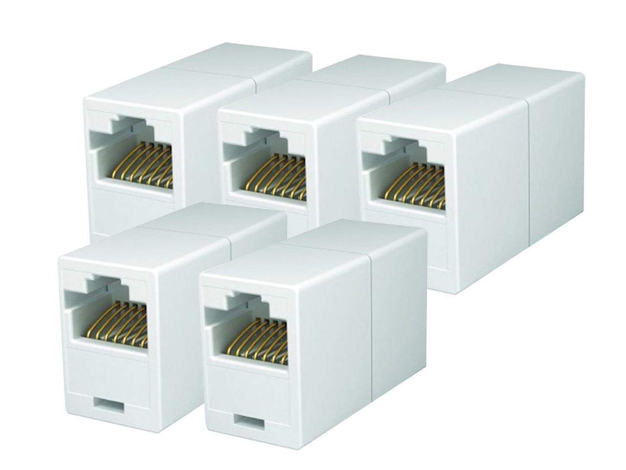 Imbaprice Rj45 Coupler   (Pack Of 5) Cat5E Ethernet Cable Extender Female To Female Straight Modular Inline Coupler