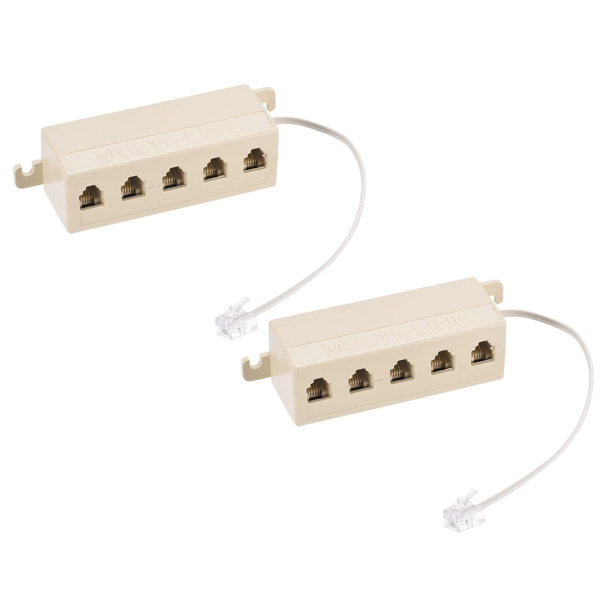 Meccanixity Phone Jack Splitter 6P4C Male To 5 Female Way Socket Adapter Telephone Line Splitter With Telephone Extension Cord 2