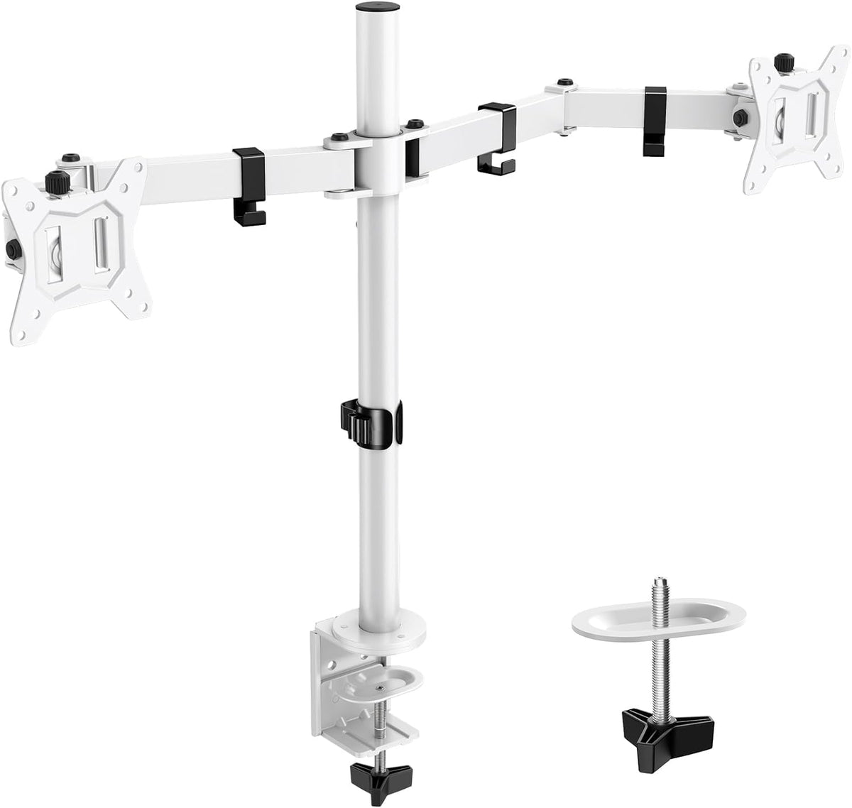 Ergear Dual Monitor Mount For Desk, Fully Adjustable Dual Monitor Arm Fits 2 Computer Screens Up To 32 Inch, White Monitor Arm D