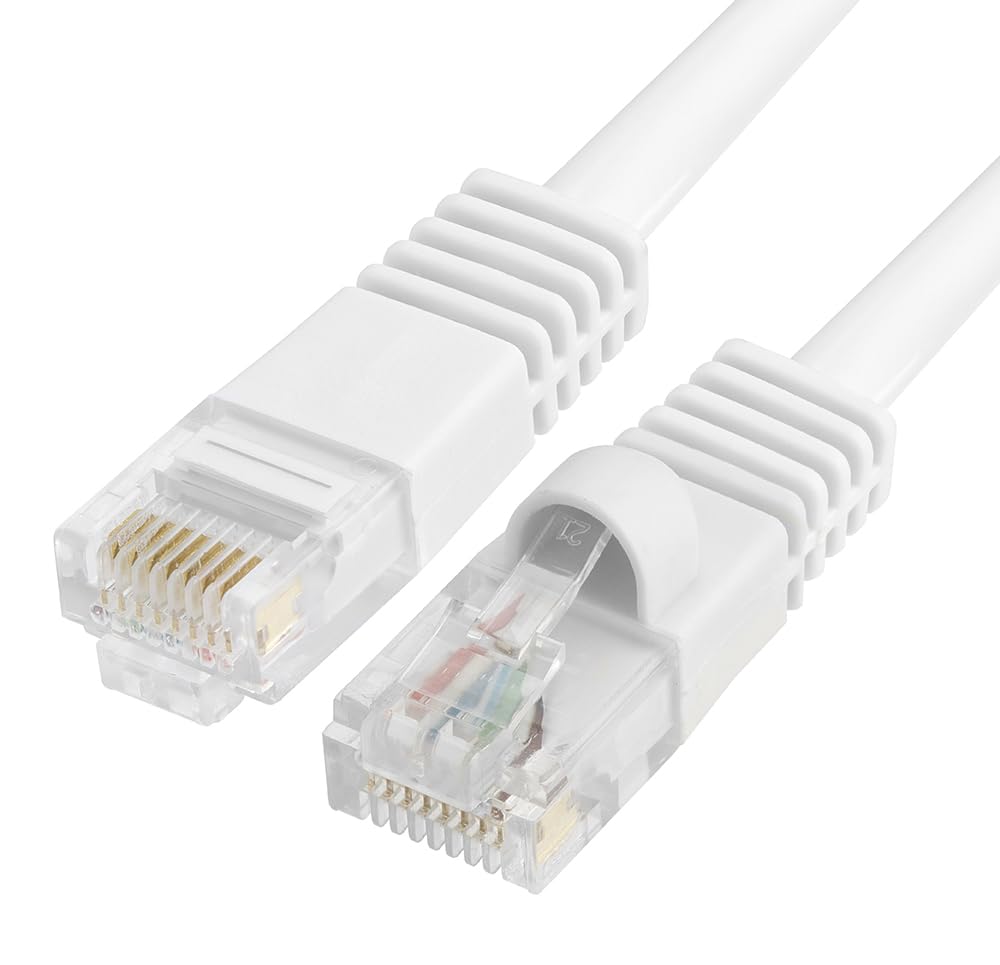 Cmple Cat5E Network Ethernet Cable   Computer Lan Cable 1Gbps   350 Mhz, Gold Plated Rj45 Connectors   10 Feet White