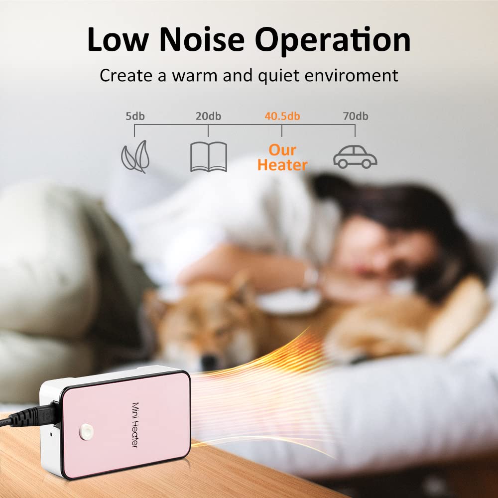 Portable Space Heater Youcidi Mini Desk Heater Electric Fan Air Warmer For Room/Office/Desktop Pink