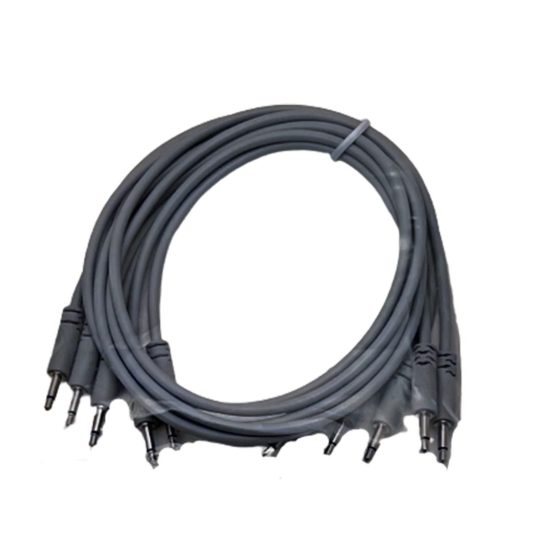 Luigis Modular Supply Spaghetti Eurorack Patch Cables   Package Of 5 Light Gray Cables, 24 (60 Cm)