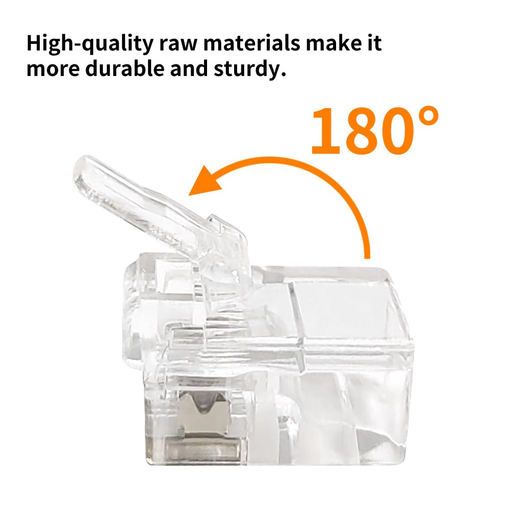 Xanham Rj11 6P4C Connectors(50 Pieces Pack) Telephone Line Cable Wire Male Plug, Av00204