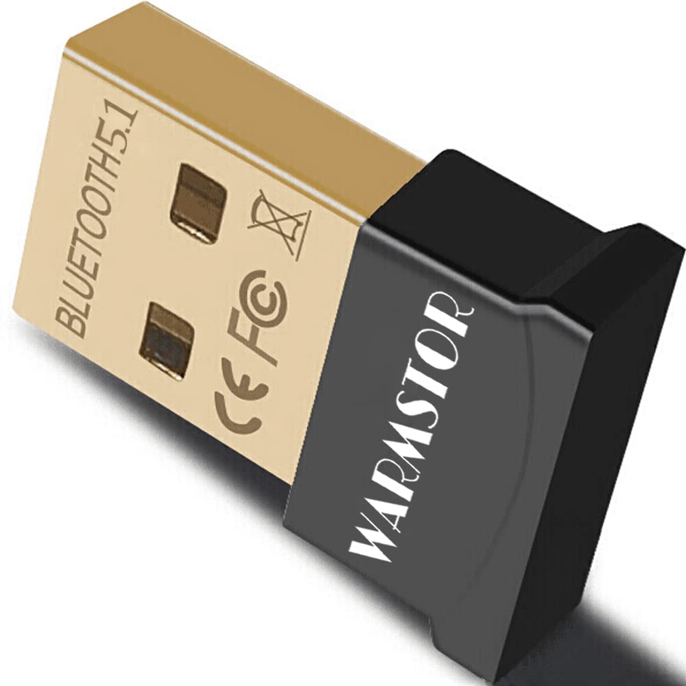 Usb Bluetooth Adapter For Pc, Warmstor Bluetooth 5.1 Dongle Receiver Support Windows 11/10/8.1/8/7 For Desktop, Laptop, Bluetoot