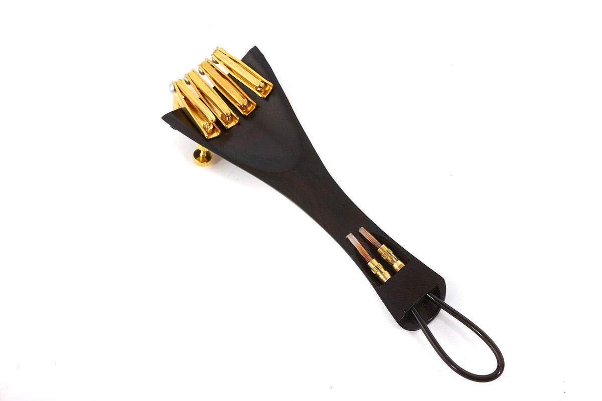 Yinfente 4/4 Violin Kit Full Size Violin Accessories Peg Tailpiece Fine Tuner Chin Rest Clamp End Pin Ebony Wood (4/4)