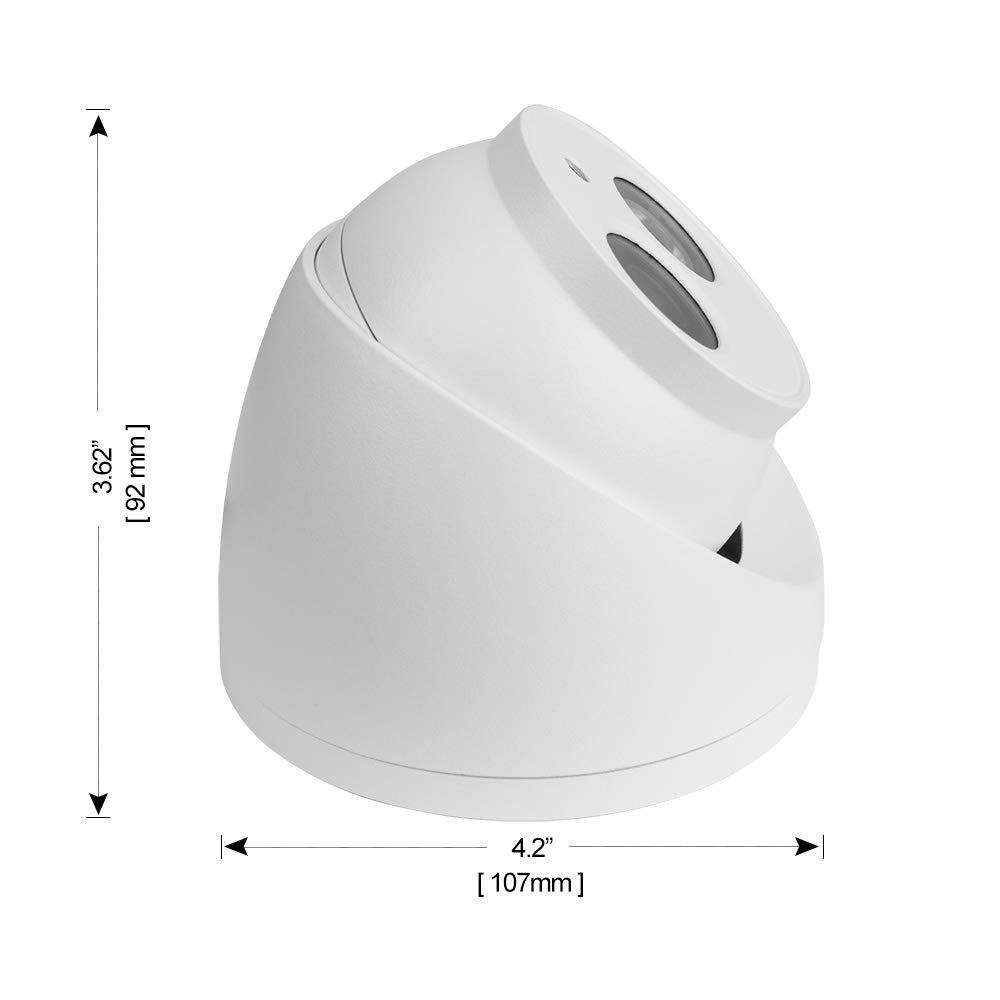 R Tech 2Mp Tvi Turret Dome Camera With Matrix Ir Night Vision, 4 Inch Security Analog Camera, Ip 67 Outdoor Weatherproof, Full M