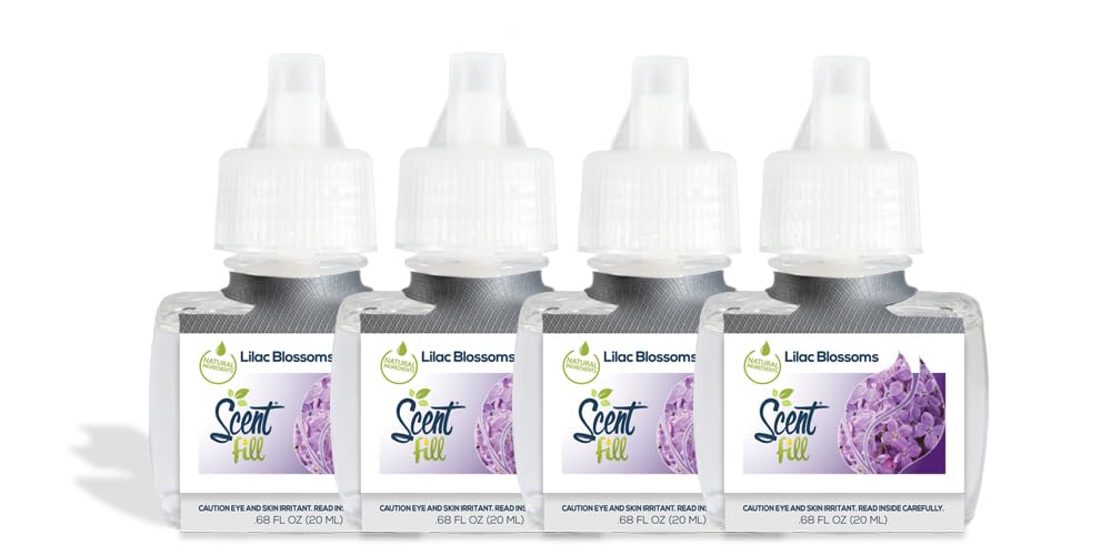 Scent Fill Lilac Blossoms Plug In Air Freshener, 4 Scented Oil Refills