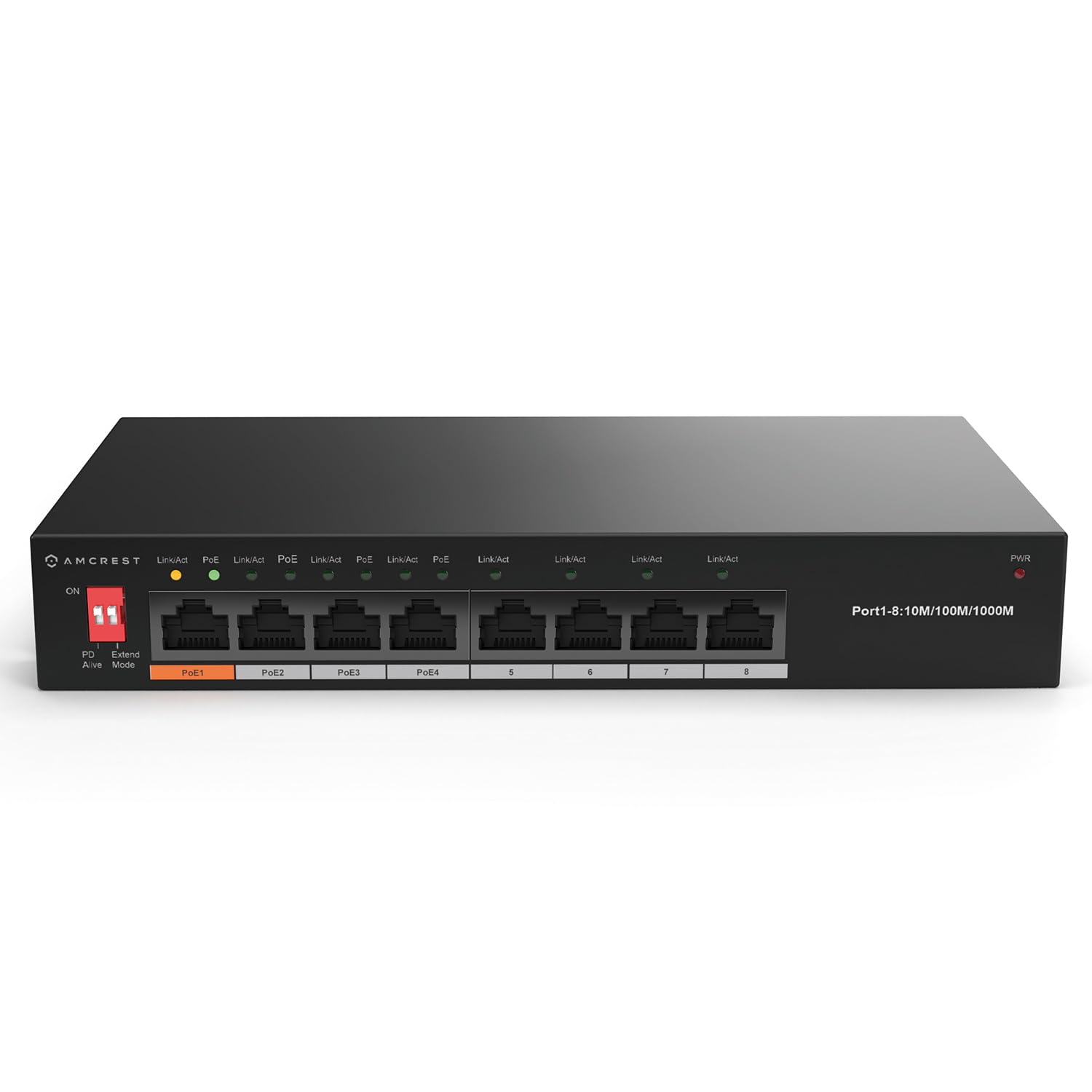 Amcrest 8 Port Switch With 4 Ports Poe+ 802.3Af/At 60W, Metal Housing, (Agps8E4P At 60 V2)