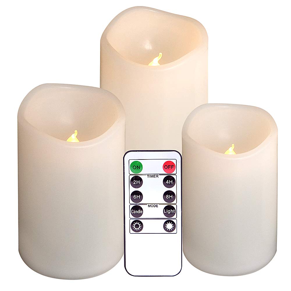 Dromance Outdoor Flameless Flickering Candles Waterproof And Heat Resistant, Warm Light Battery Operated Led Pillar Candles With