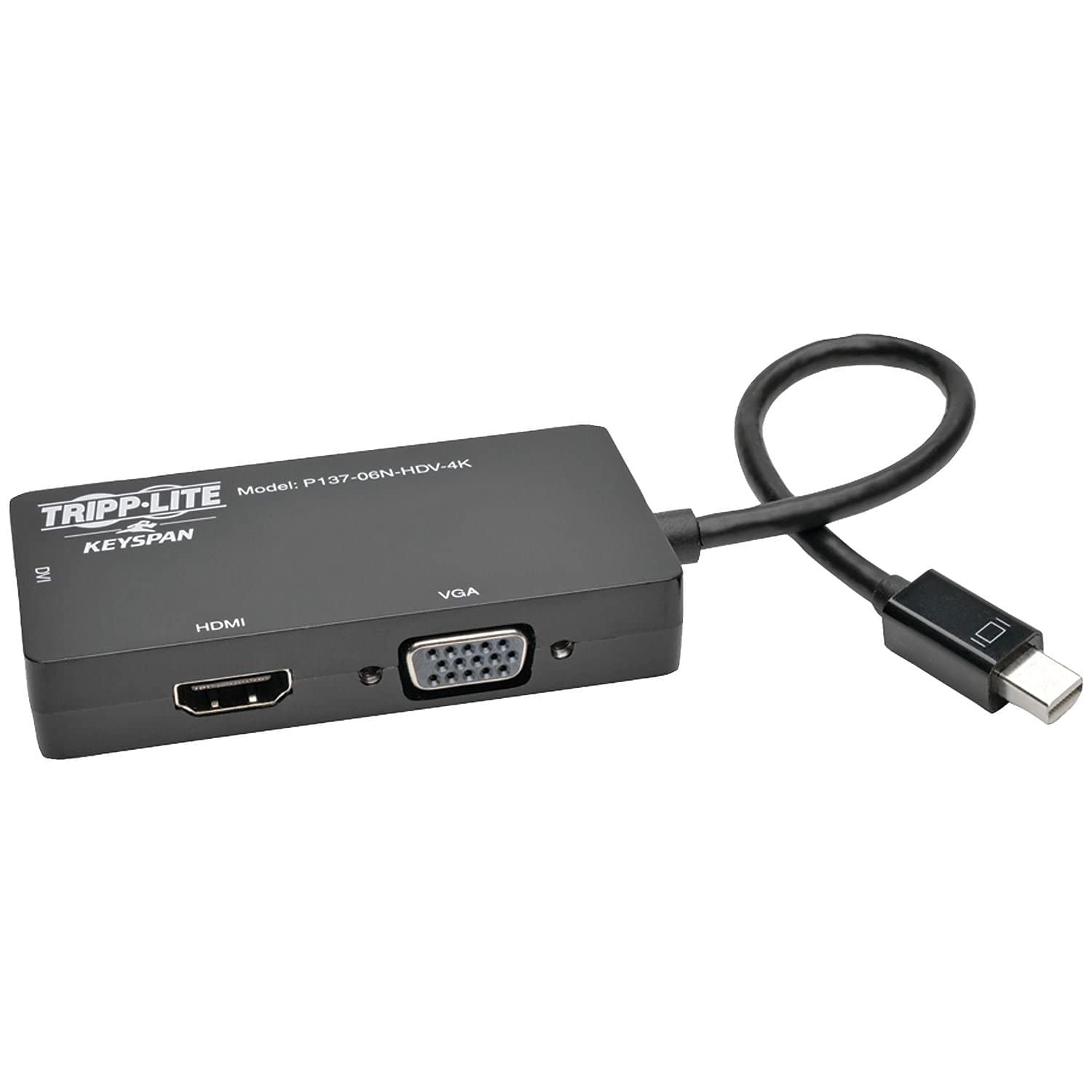 Tripp Lite Keyspan Mini DisplayPort to VGA/DVI/HDMI, All-in-One DP 1.2 Converter Adapter, Thunderbolt 1 & 2 Compatible, 4K HDMI 
