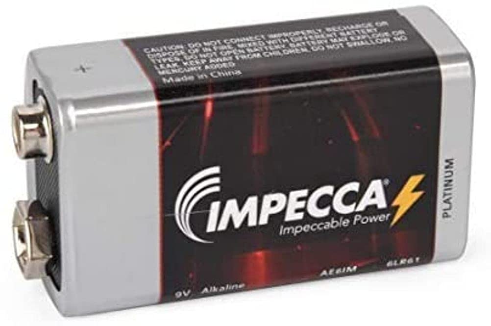 Impecca 9 Volt Batteries, High Performance 9V Alkaline Batteries, 6Lr61, 9 Volt Alkaline Battery For Everyday Use, 1 Pack