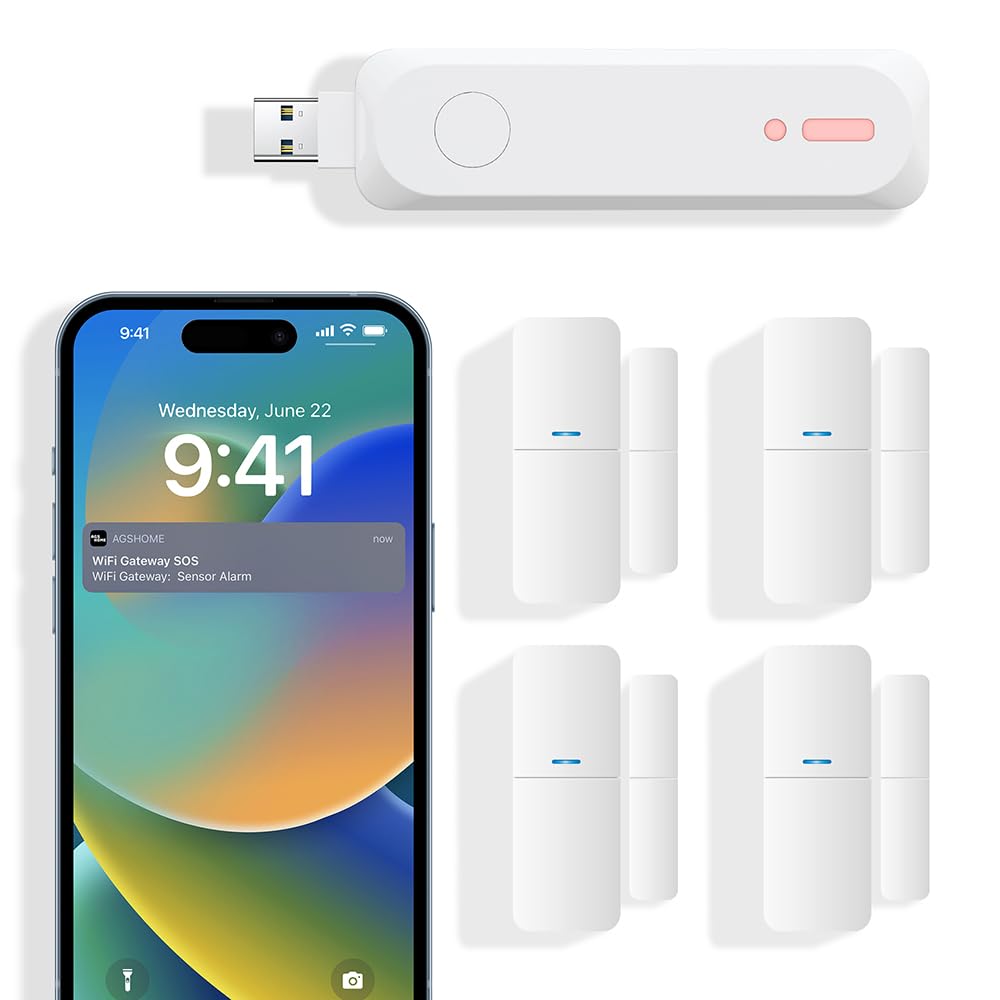 Home Alarm System 5 Piece Kit, Door Window Sensors Wifi Alarm System For Kids Safety, Smart Wireless Home Alarm Security System 