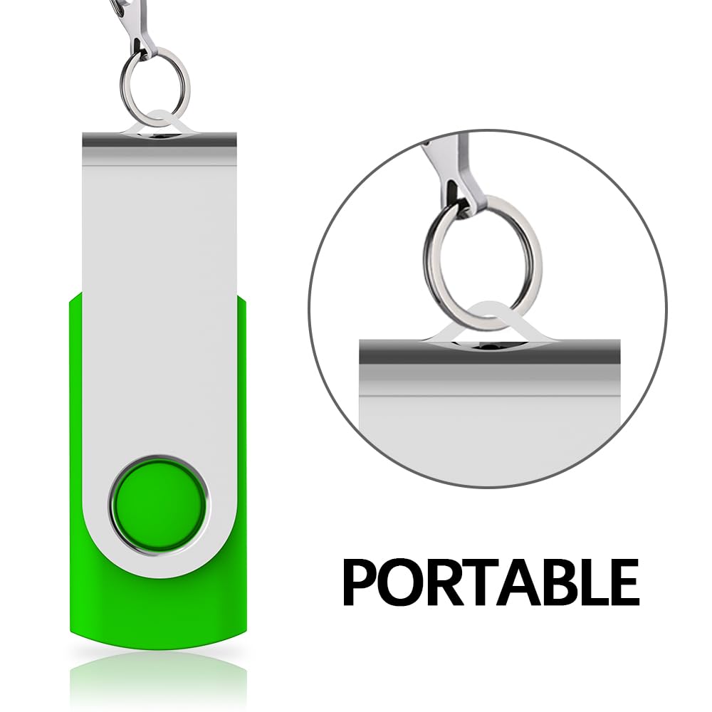 Topesel 10 Pack 64Gb Usb 2.0 Flash Drive Memory Stick Thumb Drives (5 Mixed Colors: Black Blue Green Red Silver)