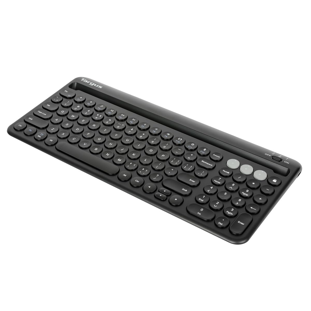Targus Multi-Device Bluetooth Keyboard with Tablet/Phone Cradle - Compatible with Chrome OS, Windows, macOS, iOS, and Android, B