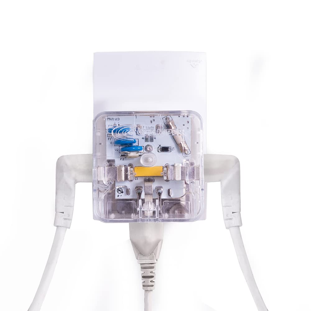 Clamper 3 Outlet Surge Protector 1800 Joules, 1875W, For Tv, Pc, Xbox, Ps5, Refrigerators And Other Appliances (Compact Wall Sur