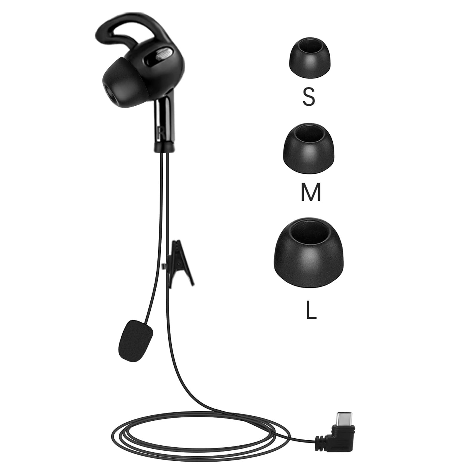 GaiRen USB Type C Right Ear Referee Earphone, Headset Earhook Earpiece Fit for Upgraded V6 V4 Soccer Football Coach Intercom Rad