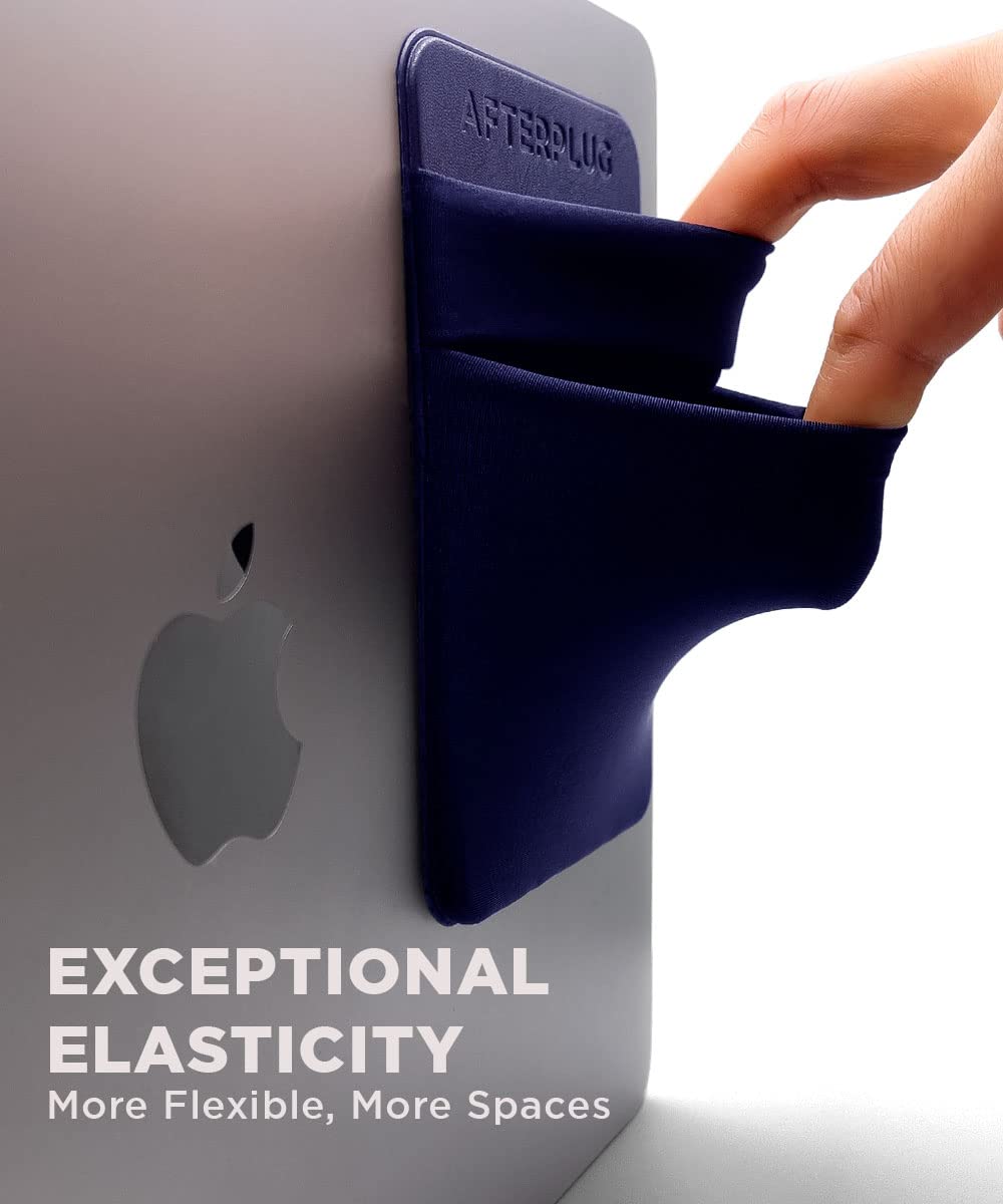 Afterplug 2 Pocket Pouch For Laptop With Reusable Adhesive, For Portable External Ssd Sandisk, Samsung T7, Crucial X8, Apple Magic Mouse, Ledger Nano, Usb Cable   Blue