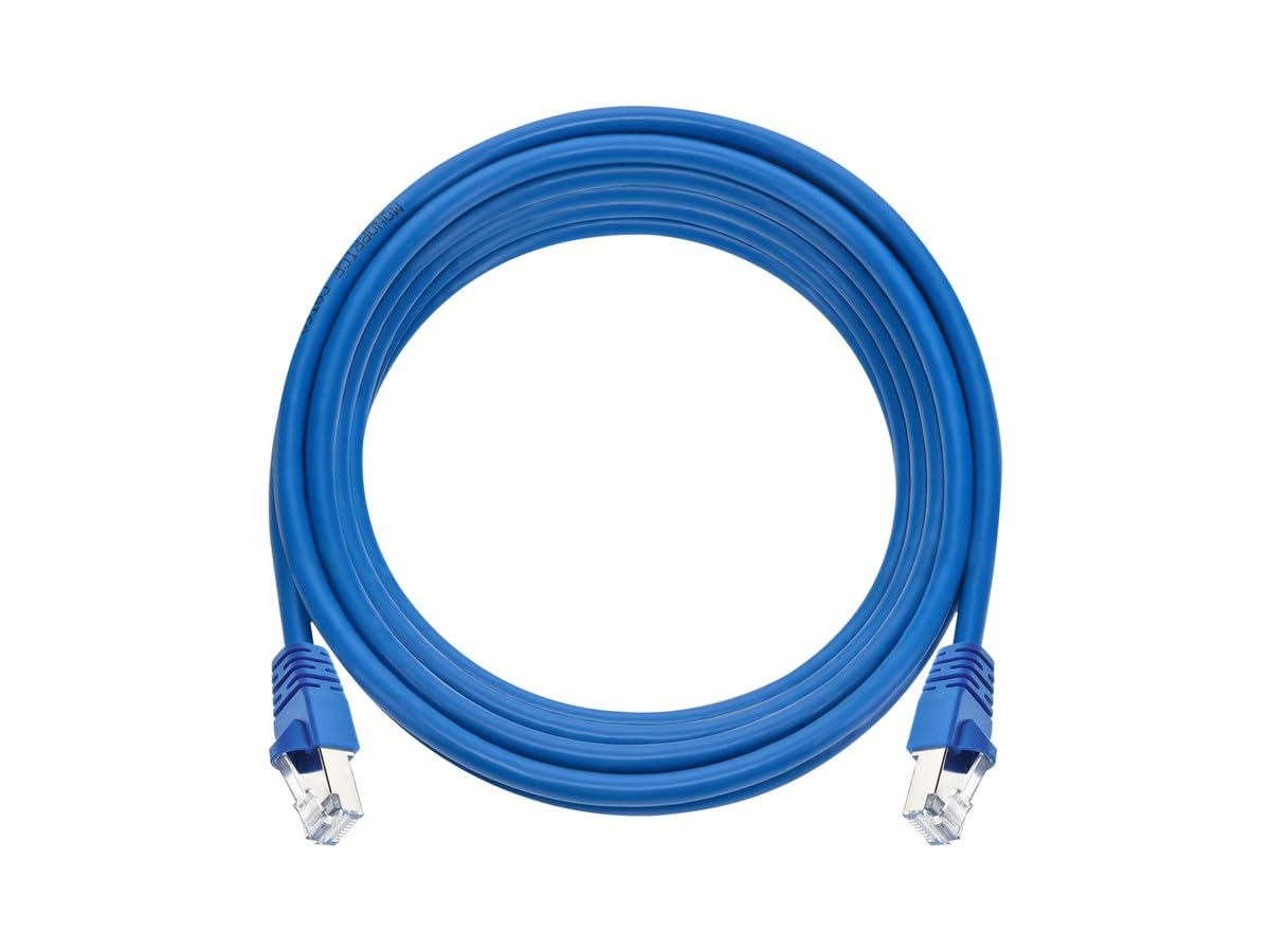Monoprice Cat6A 14Ft Blue Patch Cable Double Shielded (S/Ftp) 26Awg 10G Pure Bare Copper Snagless Rj45 Fullboot Series Ethernet