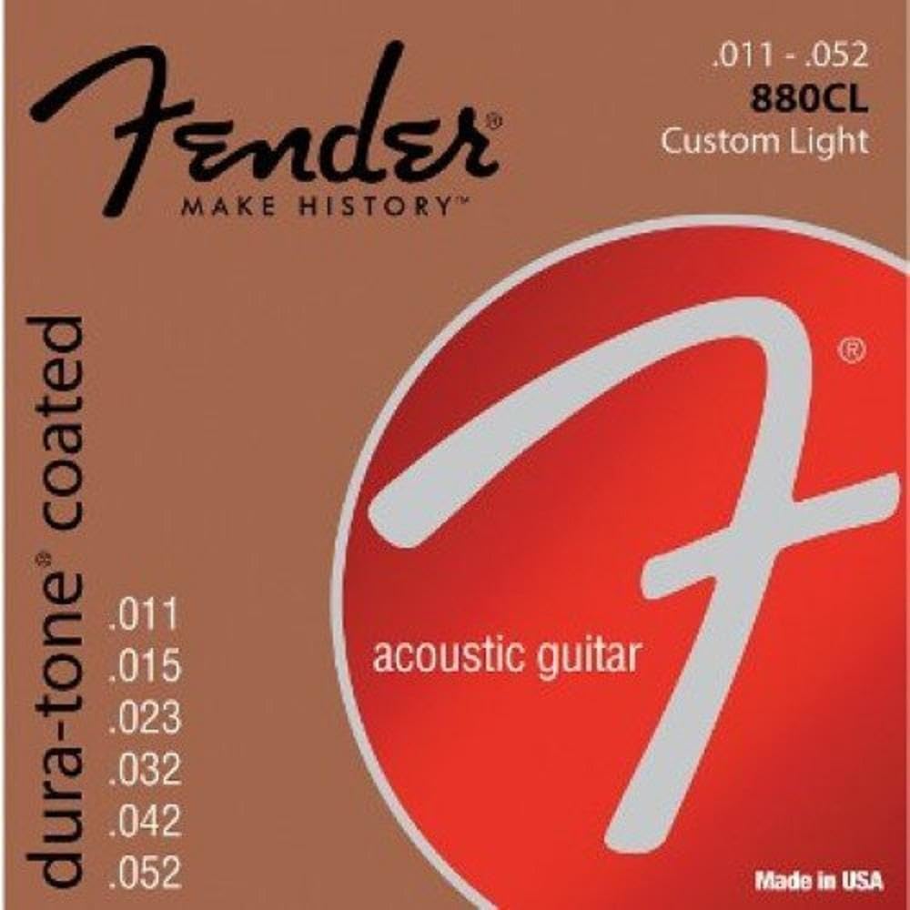 Fender Dura Tone Coated 80/20 Bronze Acoustic Guitar Strings, 880Cl .011 .052