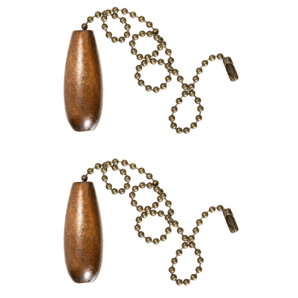 Lasenersm 2Pcs 13.8'' Wooden Ceiling Fan Pull Chain Ceiling Fan Beaded Ball Pull Chain With Wooden Pendant Wooden Decorative Pen