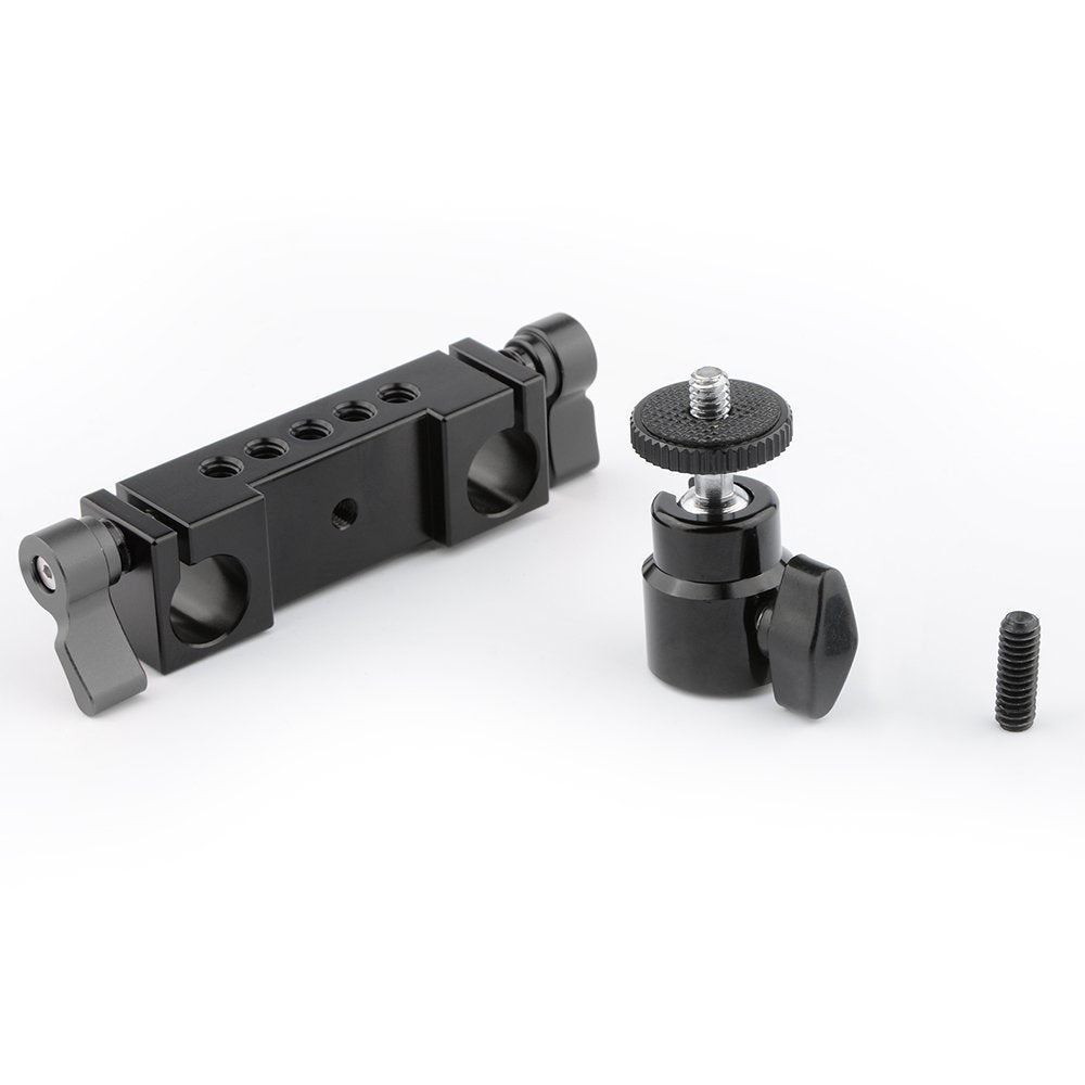 Camvate 15Mm Rod Clamp Railblock Articulated 1/4 Hot Shoe Mount Mini Ball Head For Camear Flash Bracket Holder(Black) - 1145
