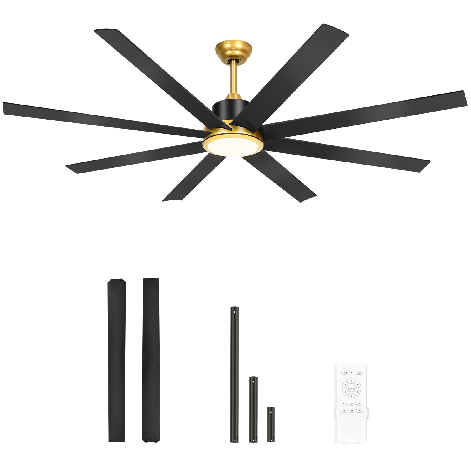YITAHOME 72 Inch Ceiling Fans with Lights and Remote Control for Indoor, Reversible Quiet DC Motor, 8 Blades with 6 Speed, Moder