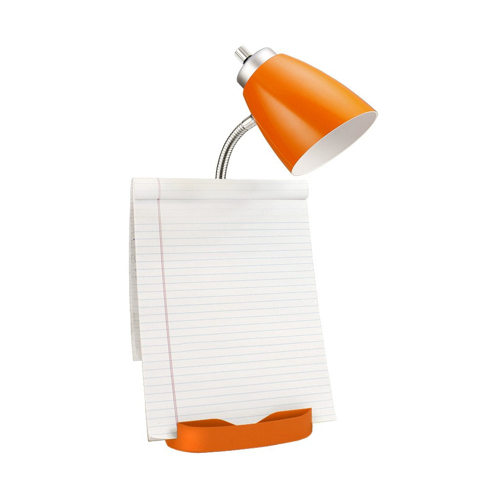 Limelights Ld1057 Org Gooseneck Organizer Desk Lamp With Ipad Tablet Stand Book Holder And Charging Outlet, Orange 6.5 X 7 X 18.