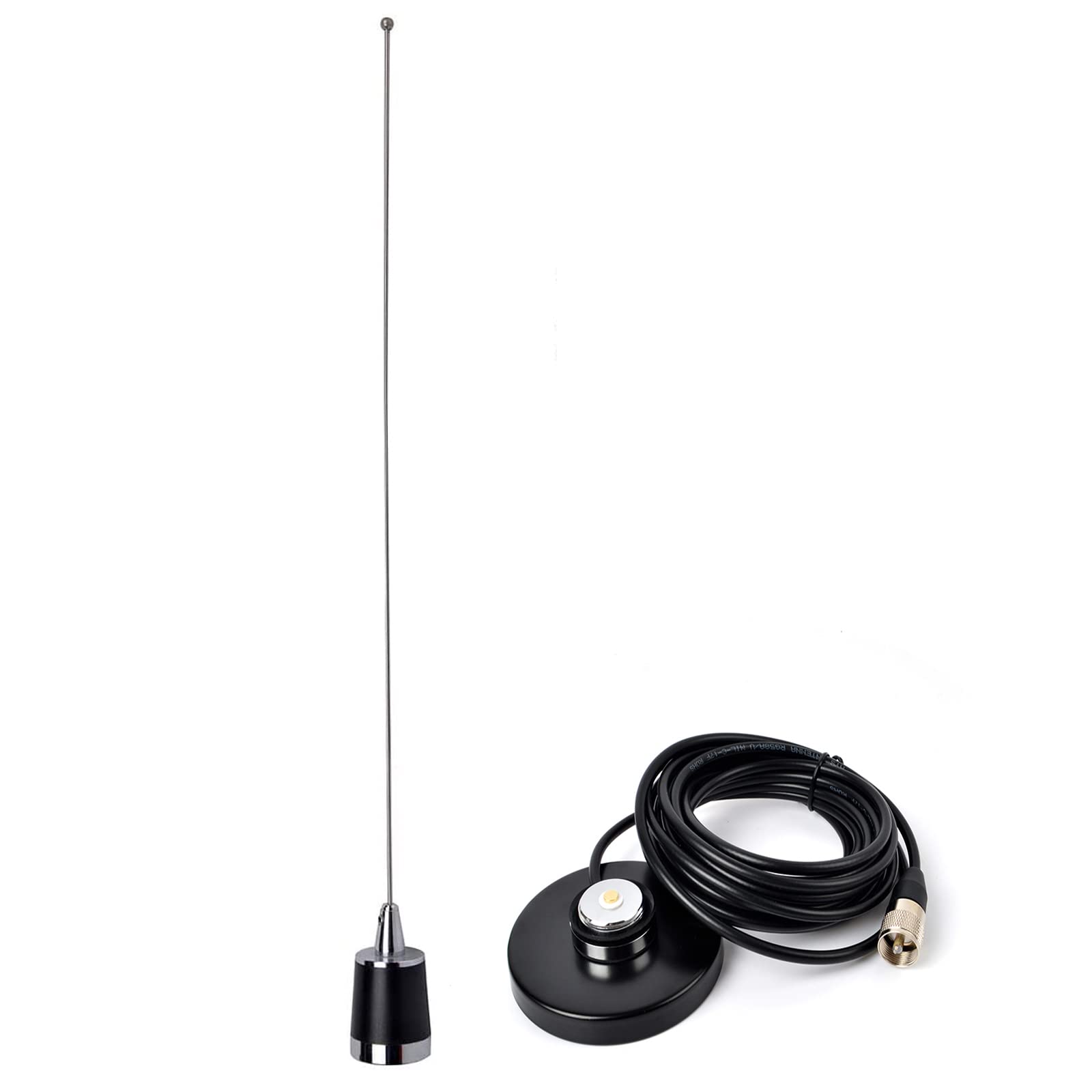 Hys Amateur Pre Tuned Dual Band Vhf/Uhf Dual Band Nmo Antenna For 2M 70Cm Mobile Radios W/Magnetic Base 5M(16.4Ft) Rg58 Cable Pl