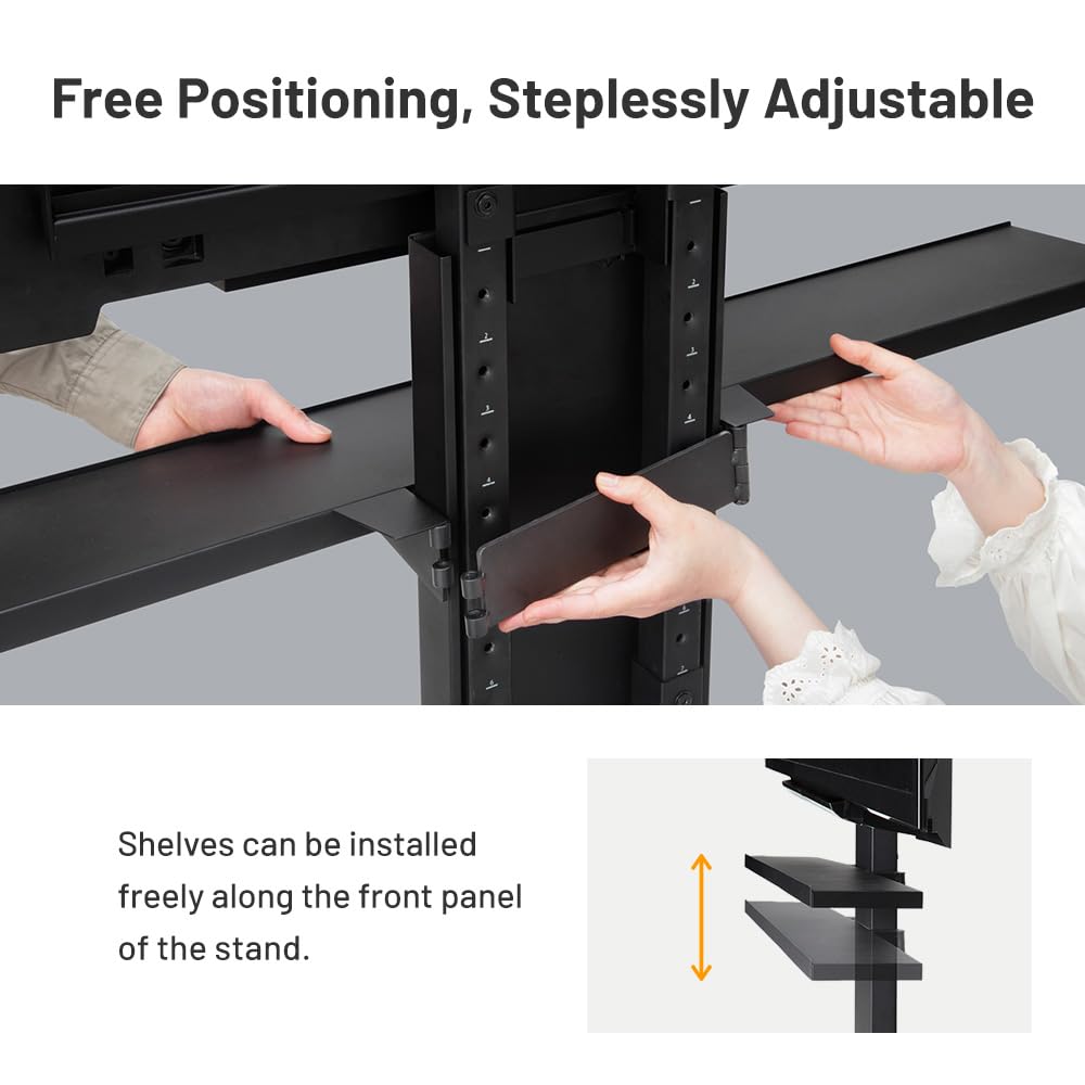 Wall Soundbar Shelf For Tv Stand Model V4, Extra Large Size, Width 130 Cm / 51.2'', Satin Black