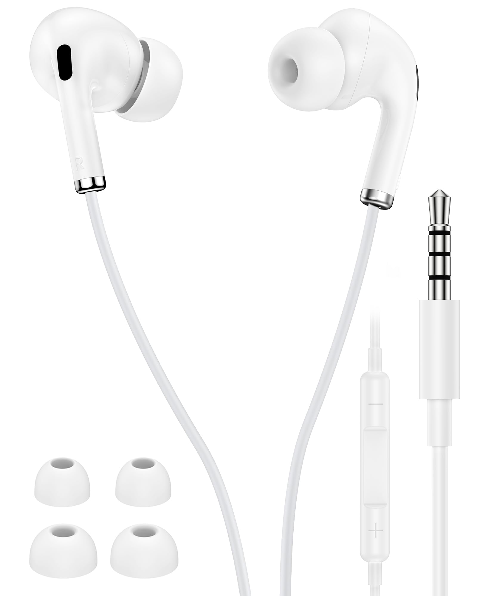 3.5mm Aux Jack Earbuds, Wired Over Ear Buds with Microphone, inEar Headphones for Apple iPhone ipad EarPods for Computer Laptop