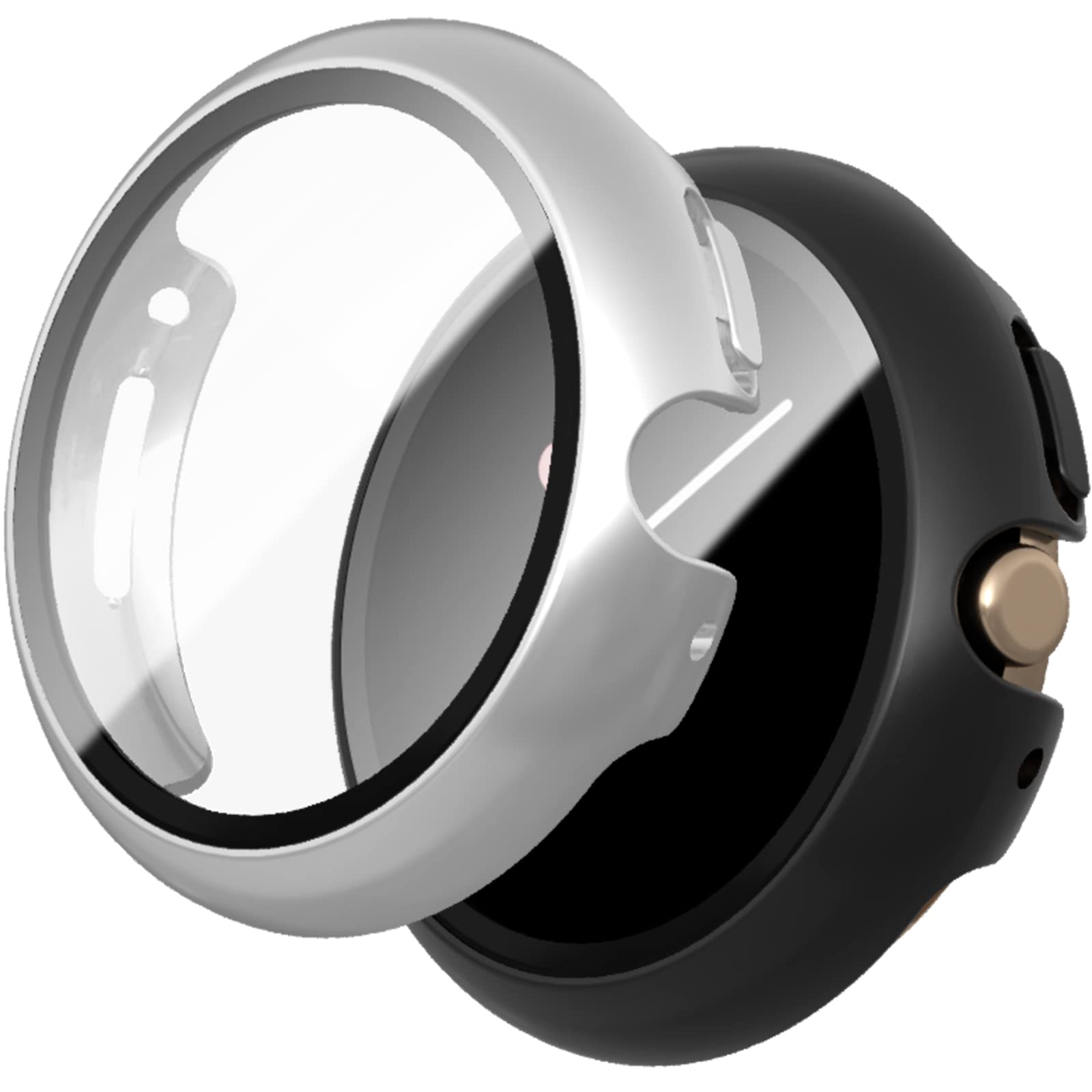 [2 Pack] Hasdon Compatible With Google Pixel Watch 2(2023) /Pixel Watch Case With Tempered Glass Screen Protector, Matte Full Co