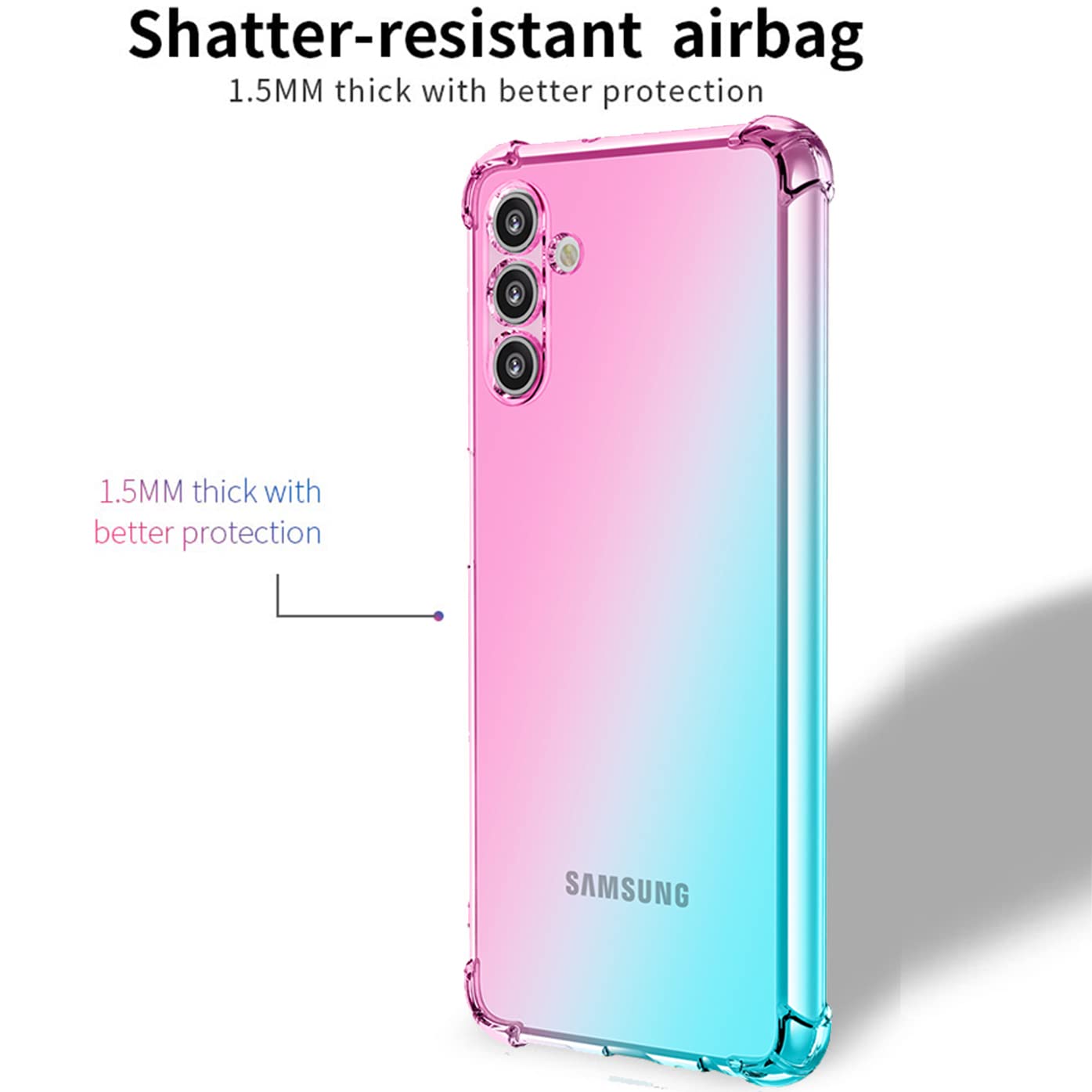 Osophter Samsung Galaxy A13 5G Cell Phone Case TPU Polycarbonate Reinforced Corners Shock-Absorption Pink Teal