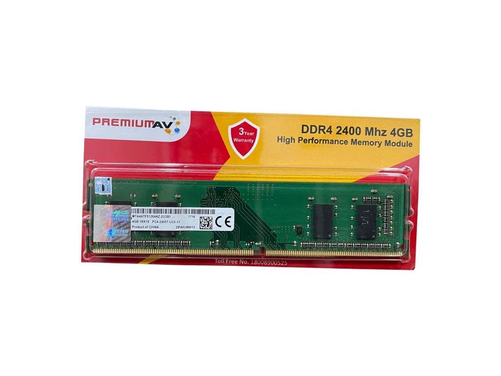Premiumav 4Gb Ddr4 2400Mhz Desktop Ram | Fast Performance Memory For Intel & Amd Pc | Reliable & Energy Efficient | 3Year Warra