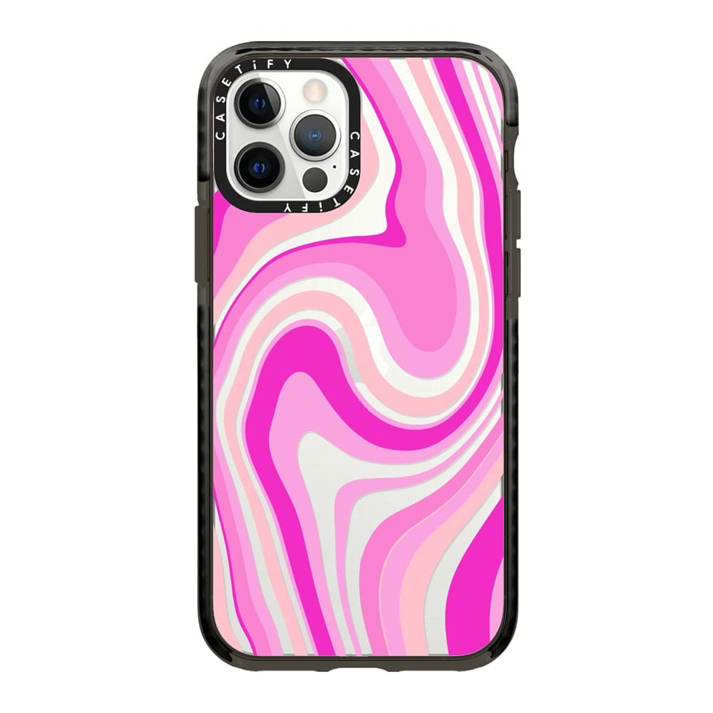 Casetify Impact Case For Iphone 12/ Iphone 12 Pro   Pink Swirls   Clear Black