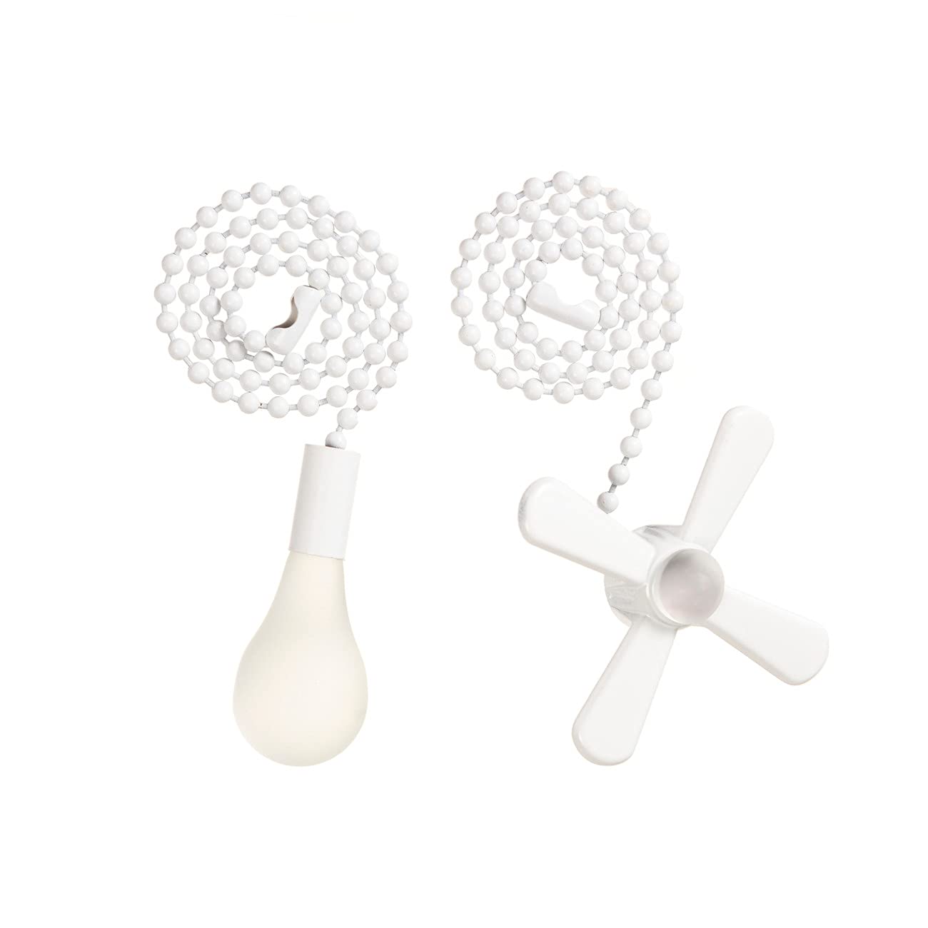 Ze 268S6  Ceiling Fan Pull Chain, 2Pcs 3Mm Diameter Beaded Ball, 13.6 Inches Fan Pulls Set With Connector, White, For Ceiling Fa