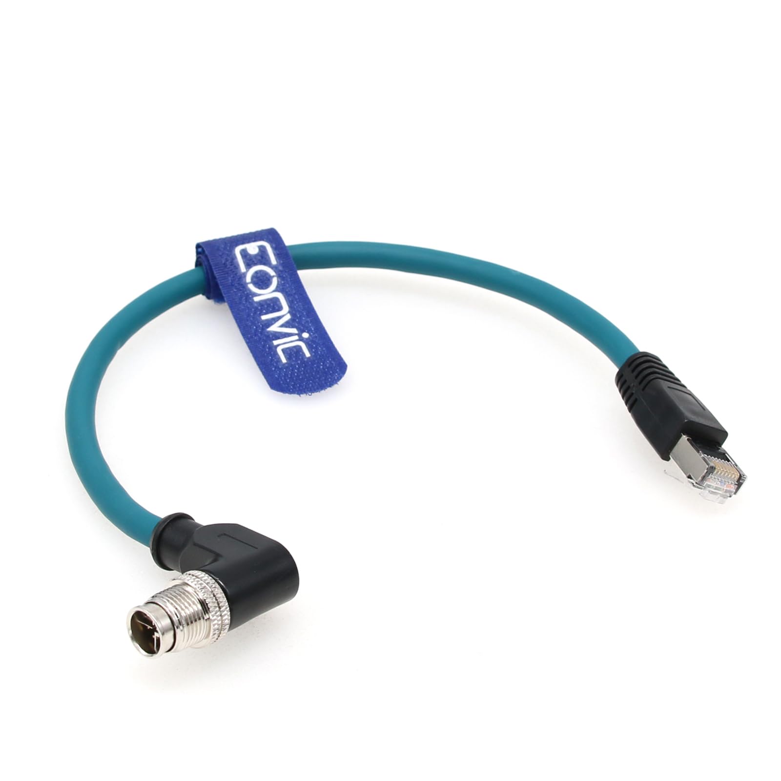 Eonvic Cat 7E Right Angle M12 X Code 8 Pin Male To Rj45 Ethernet High Flex Cable For Cognex Industrial Camera