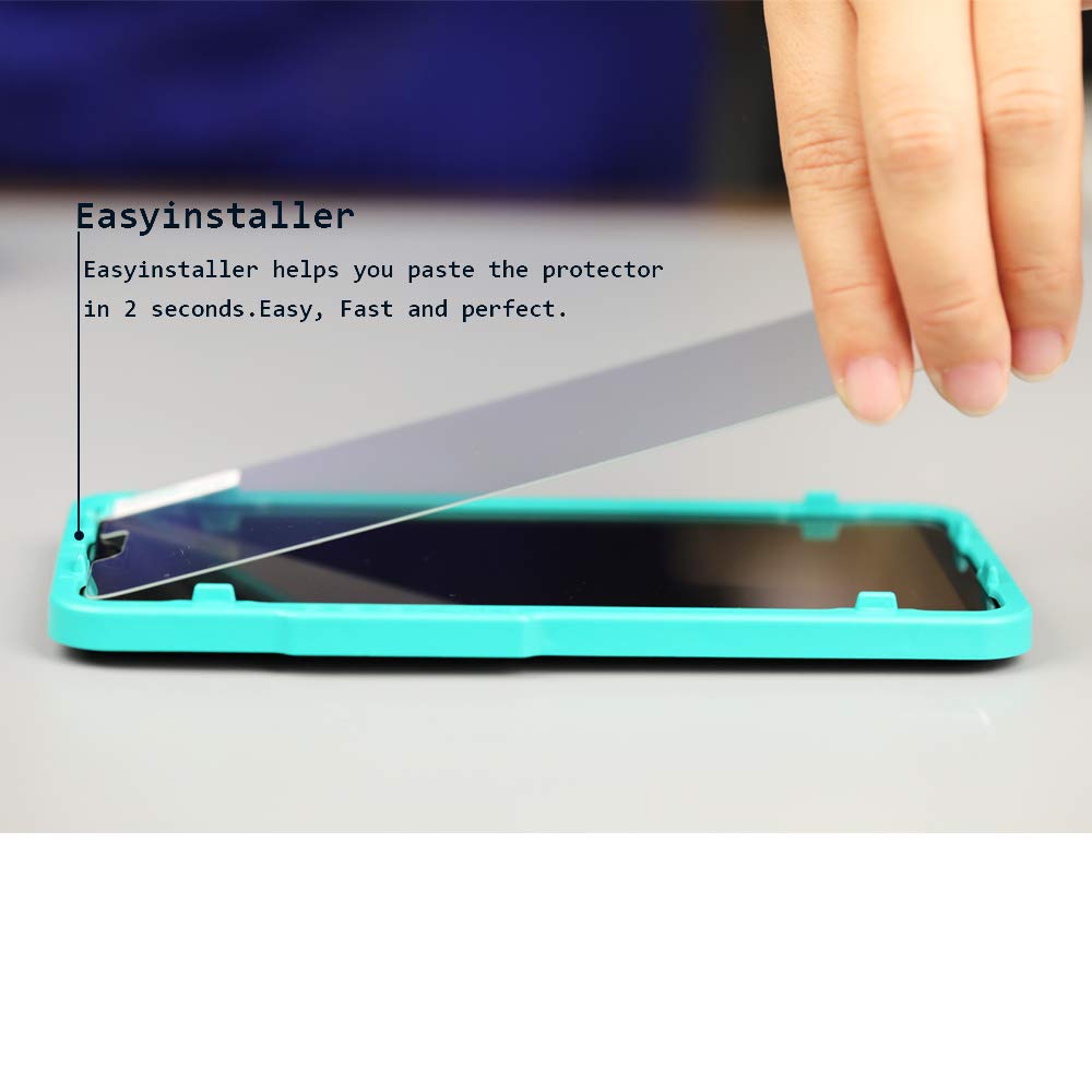 Ibywind Screen Protector For Oneplus 6,With 2Pcs Tempered Glass,1Pc Backing Carbon Fiber Film [Fingerprint Reader,Easy To Instal