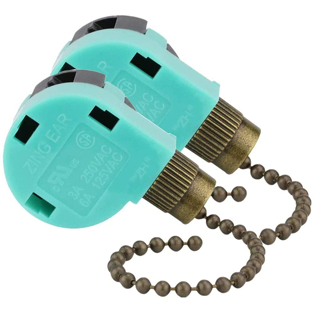 3 Speed Fan Switch Ze 268S6 4 Wire Ceiling Fan Switch Control Switch Compatible With Hunter Ceiling Fans, Cabinet Light, Wall La