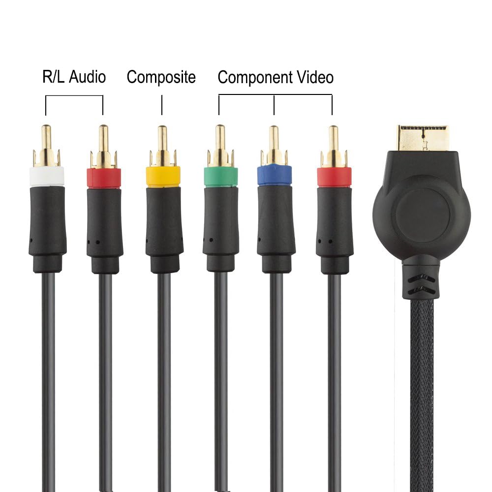 6Ft/1.8M Ps3 Component Av Cable, Premium High Resolution Hdtv Multi Out Composite Rca Audio Video Cable For Ps2 / Ps3 / Ps3 Slim