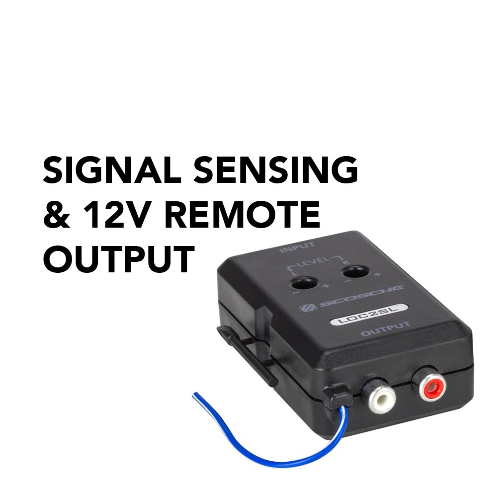 Scosche LOC2SL Line Output Converter with Remote Control Knob   2CH High/Low RCA Converter Car Audio   Ideal for Subwoofer Amp   Line Level Converter for Car Stereo   Easy Installation   Quality Sound