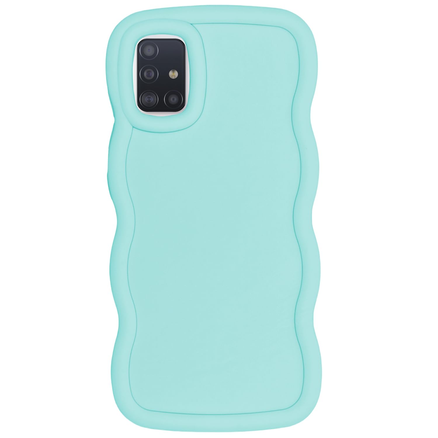 WOGROO Slim Fit Case for Samsung Galaxy A51 4G, Wave Frame, Cute Soft TPU Thin Protective Phone Cover for Women, Light Cyan
