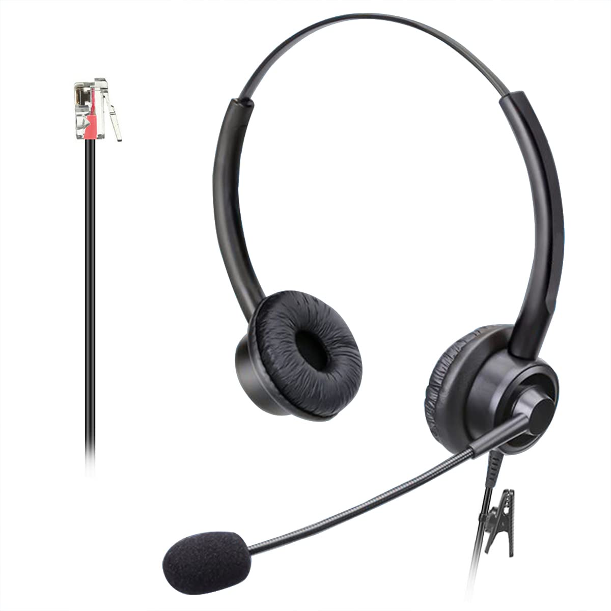 Rj9 Phone Headset For Office Phones With Noise Cancelling Microphone, Binaural Telephone Headsets Compatible With Cisco 8841 884