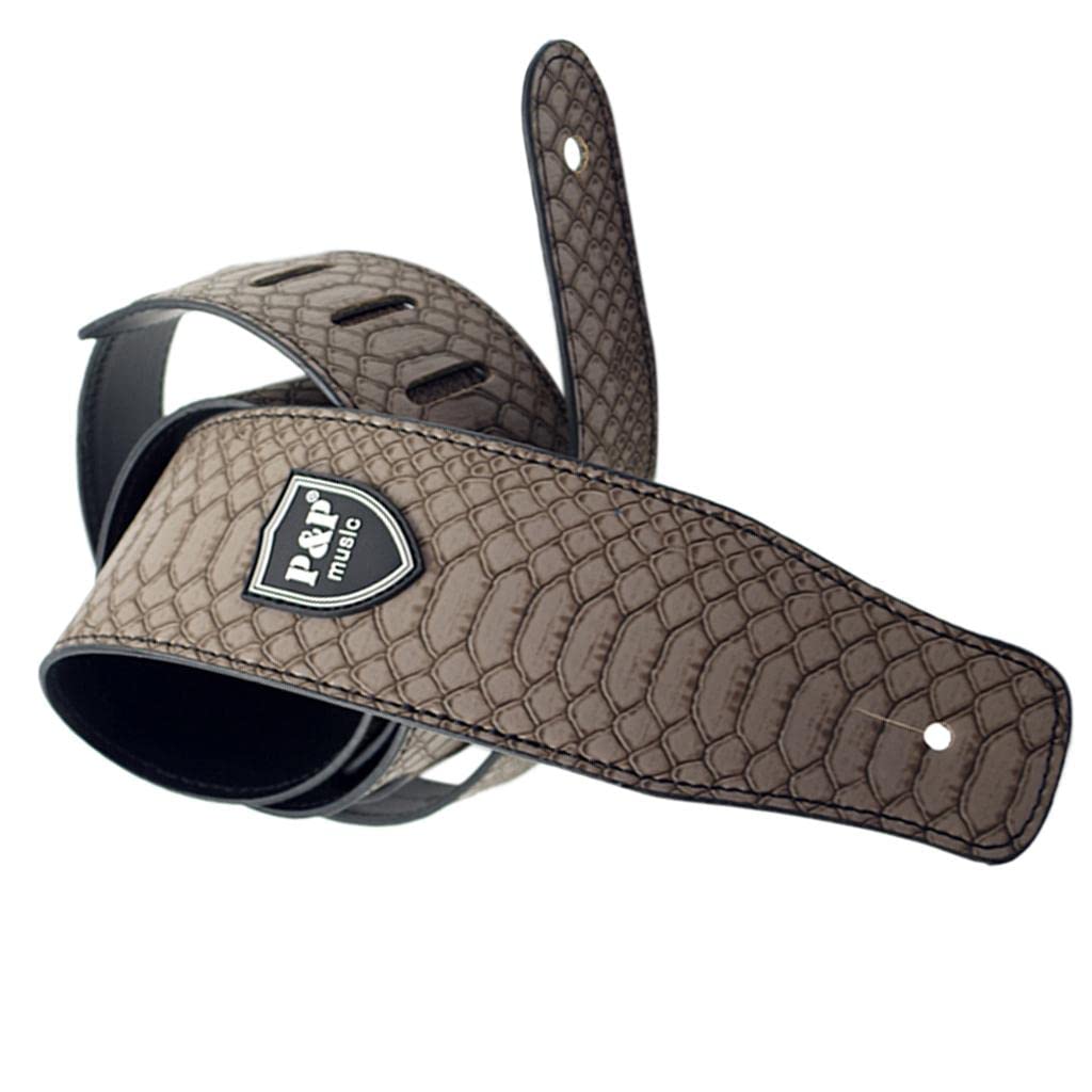 SECRET DESIRE Durable PU Leather Strap Belt for Guitar Bass Gray