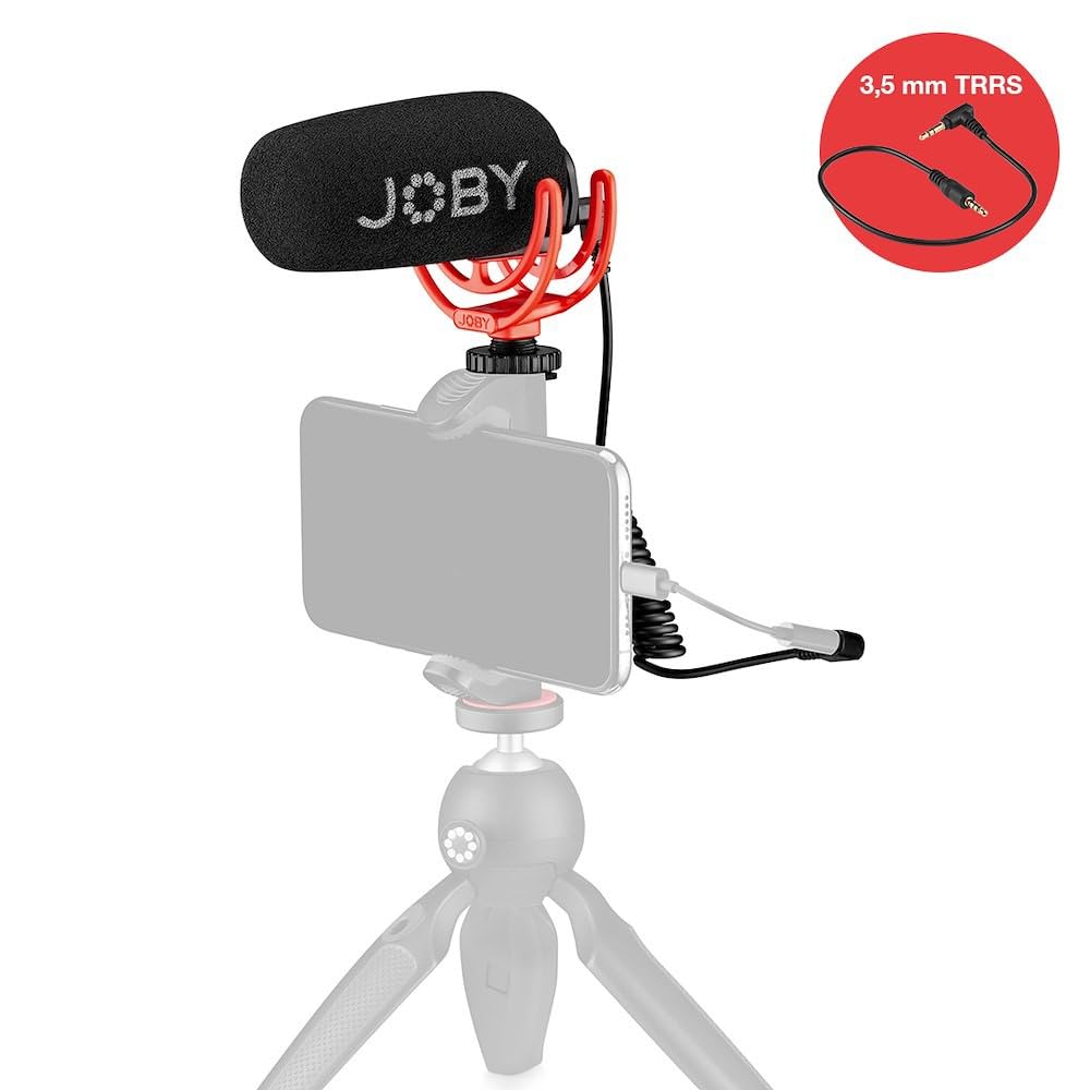 Joby Wavo On Camera Vlogging Compact Microphone Super Cardioid Pattern With Rycote Duo Lyre For Smartphone, Csc, Mirrorless, Vlo