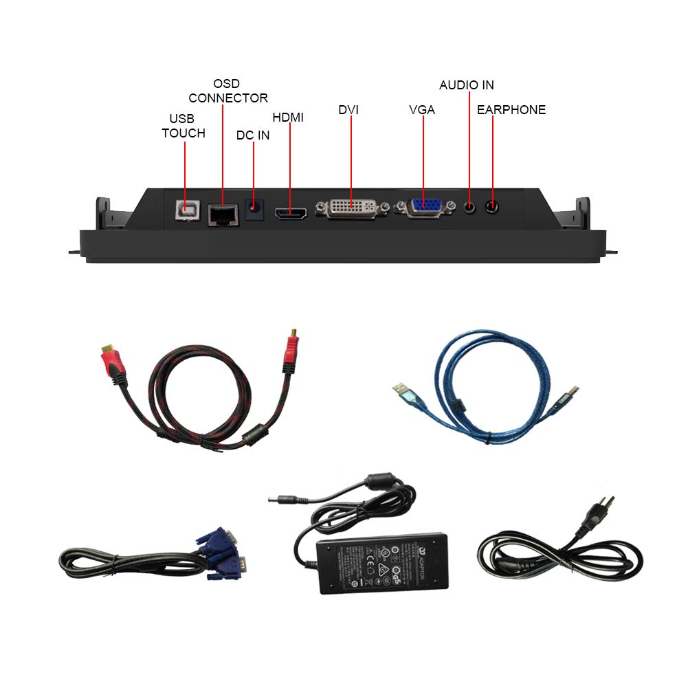 Greentouch 10.1 Inch 10 Points Front Waterproof Industrial Open Frame Pcap Touch Screen Lcd Display Monitor 1280X800 Black