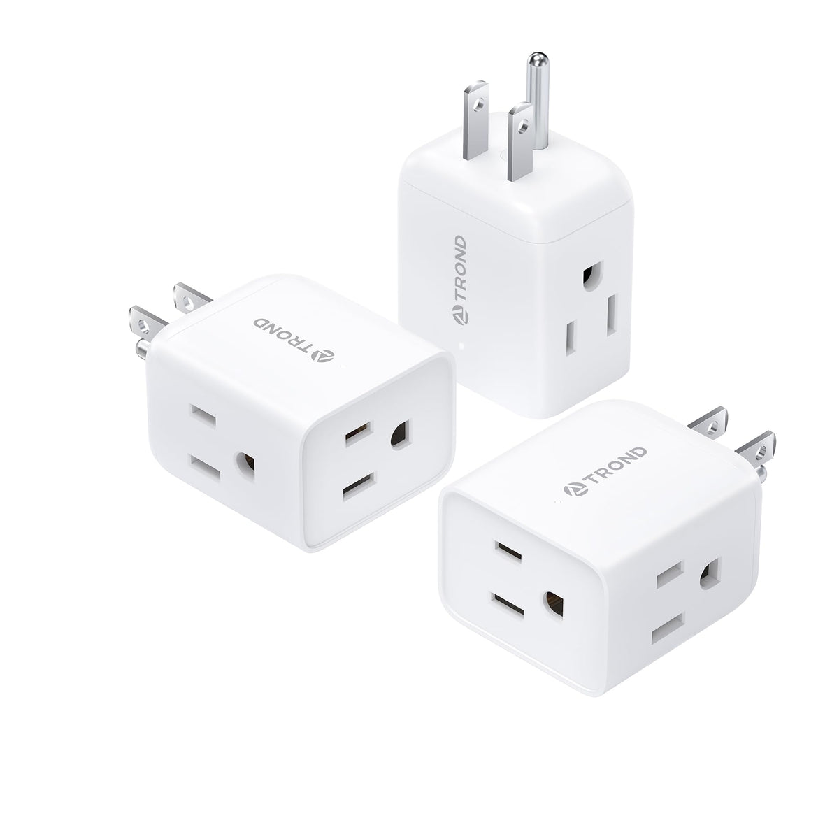 Trond Multi Plug Wall Outlet Extender   3 Pack Multiple Plug Extension Outlet Splitter Adapter, Horizontal 3 Way Grounded Socket