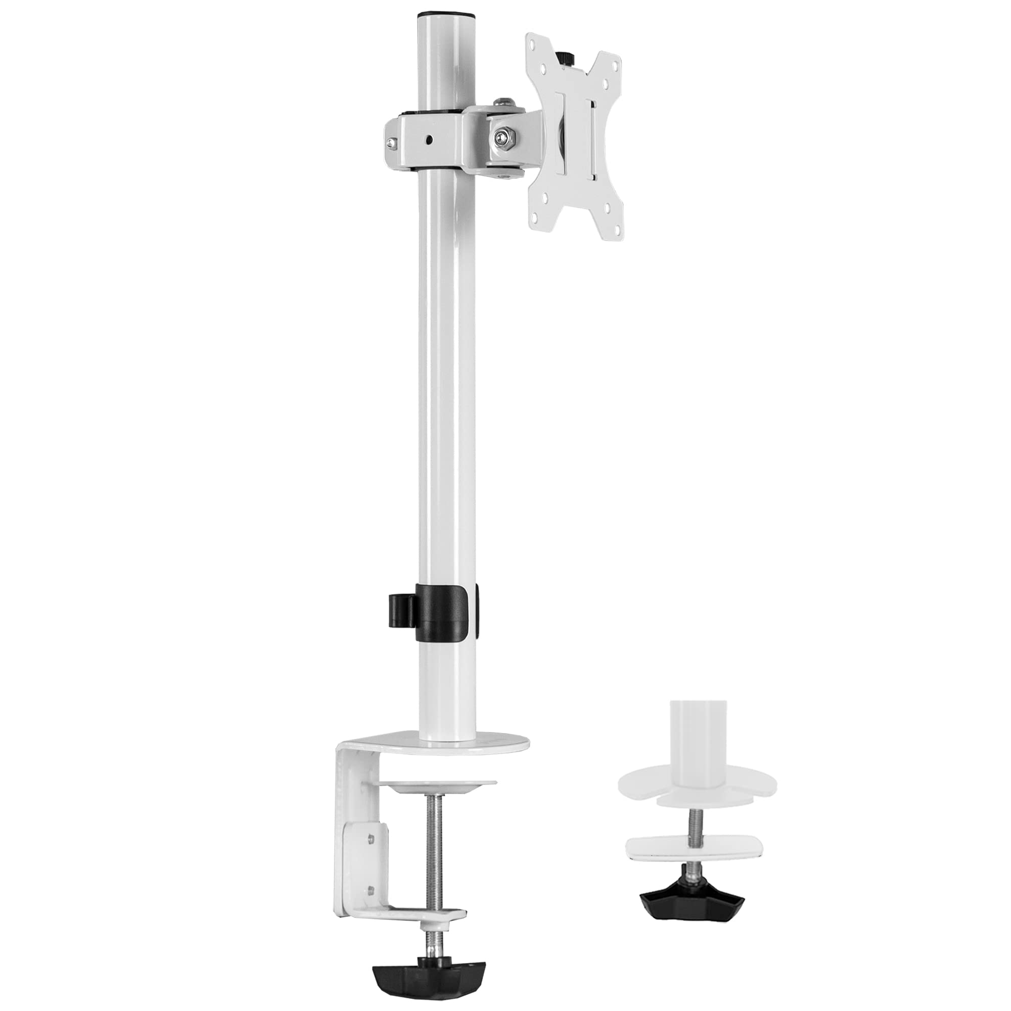 VIVO Single 13 to 38 inch LCD Monitor Heavy Duty Desk Mount Stand, Holds 1 Standard to Ultrawide Screen up to 38 inches, White, STAND V001CW