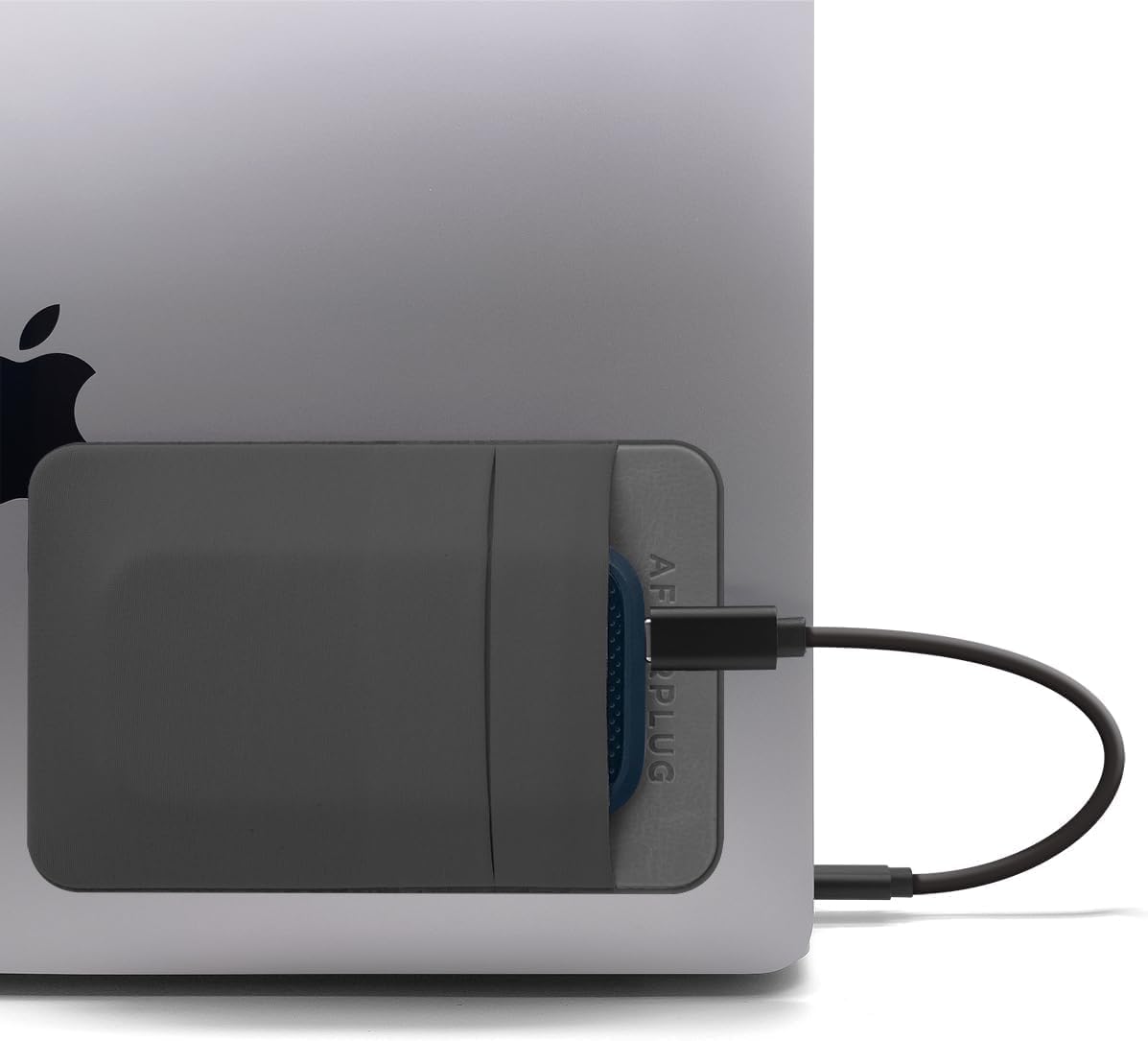Afterplug 2 Pocket Adhesive Pouch For Laptop, Compatible With External Portable Ssd, Magic Mouse, Usb Cable And More   Gray
