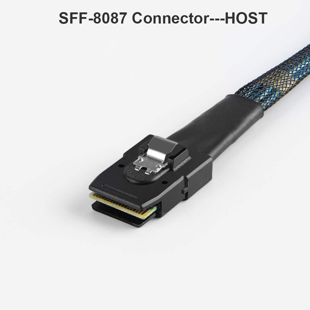 Cablecreation Mini Sas Cable With Sata Power(2Pack), Internal Mini Sas 36 Pin To 4 X 29 Pin Cord With Sata Power, Sff 8087 To Sf